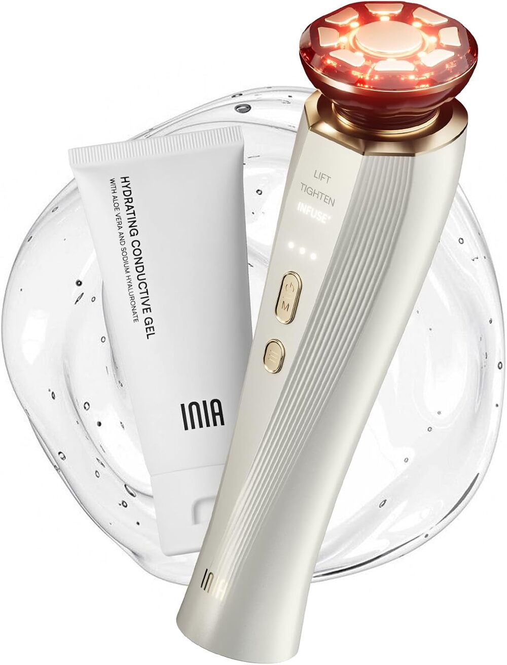 INIA 3-in-1 Red Light Therapy Beauty Device for Face & Neck Skincare antiwrinkle